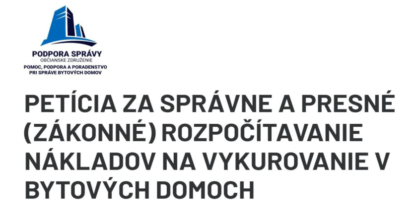 Petícia za správne a presné rozpočítavanie nákladov na vykurovanie v BD