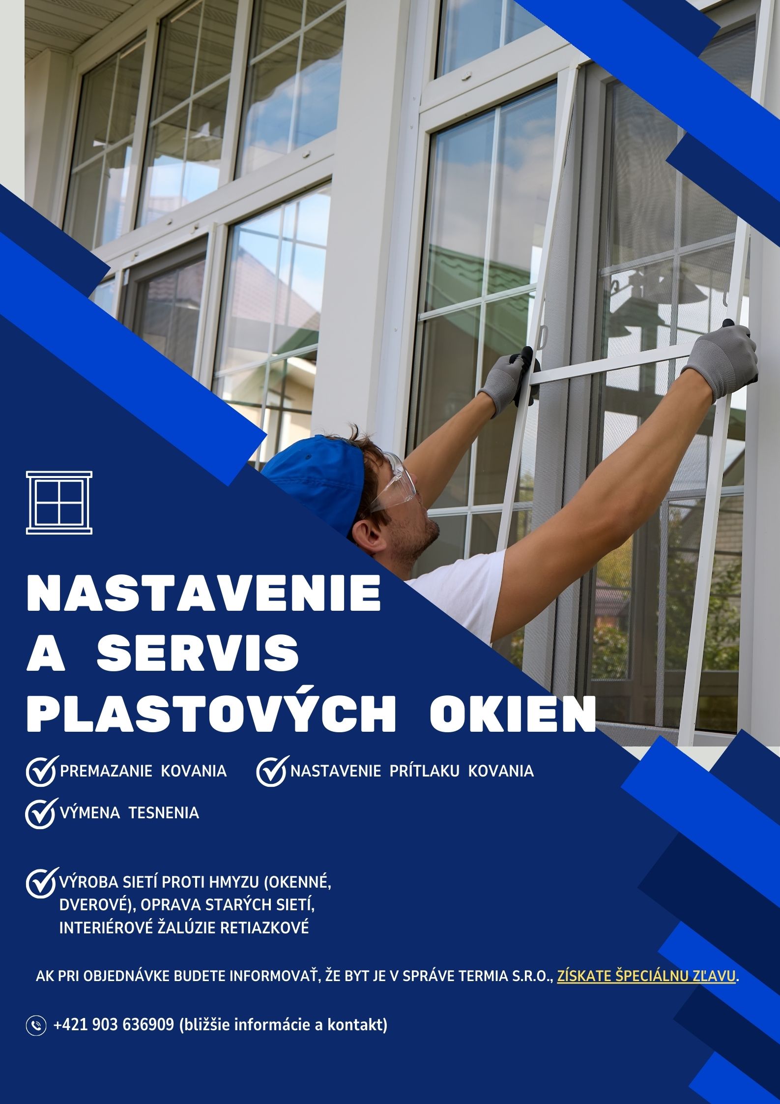 Blue Modern Doors And Windows Service Poster